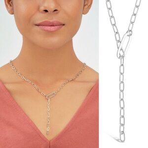Sterling Forever Silver Chain Link Lariat Necklace